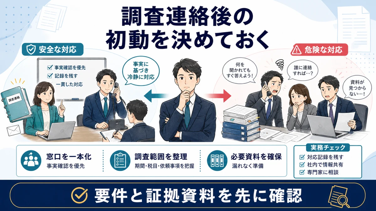 調査連絡後の初動を決めておく