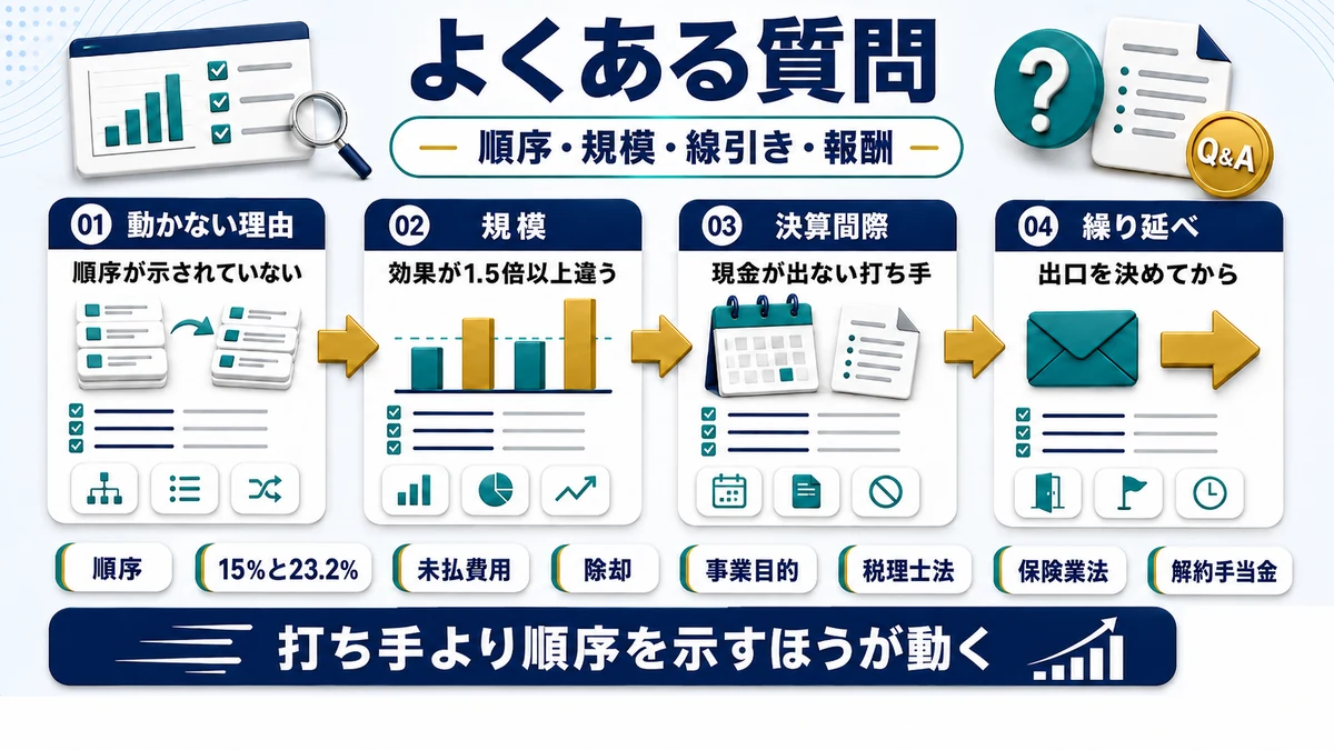 節税提案の順序と法的な線引きに関するよくある質問をまとめた図