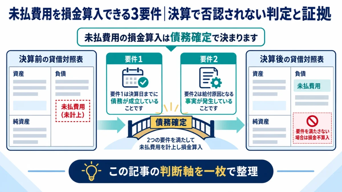 未払費用を損金算入できる3要件｜決算で否認されない判定と証拠