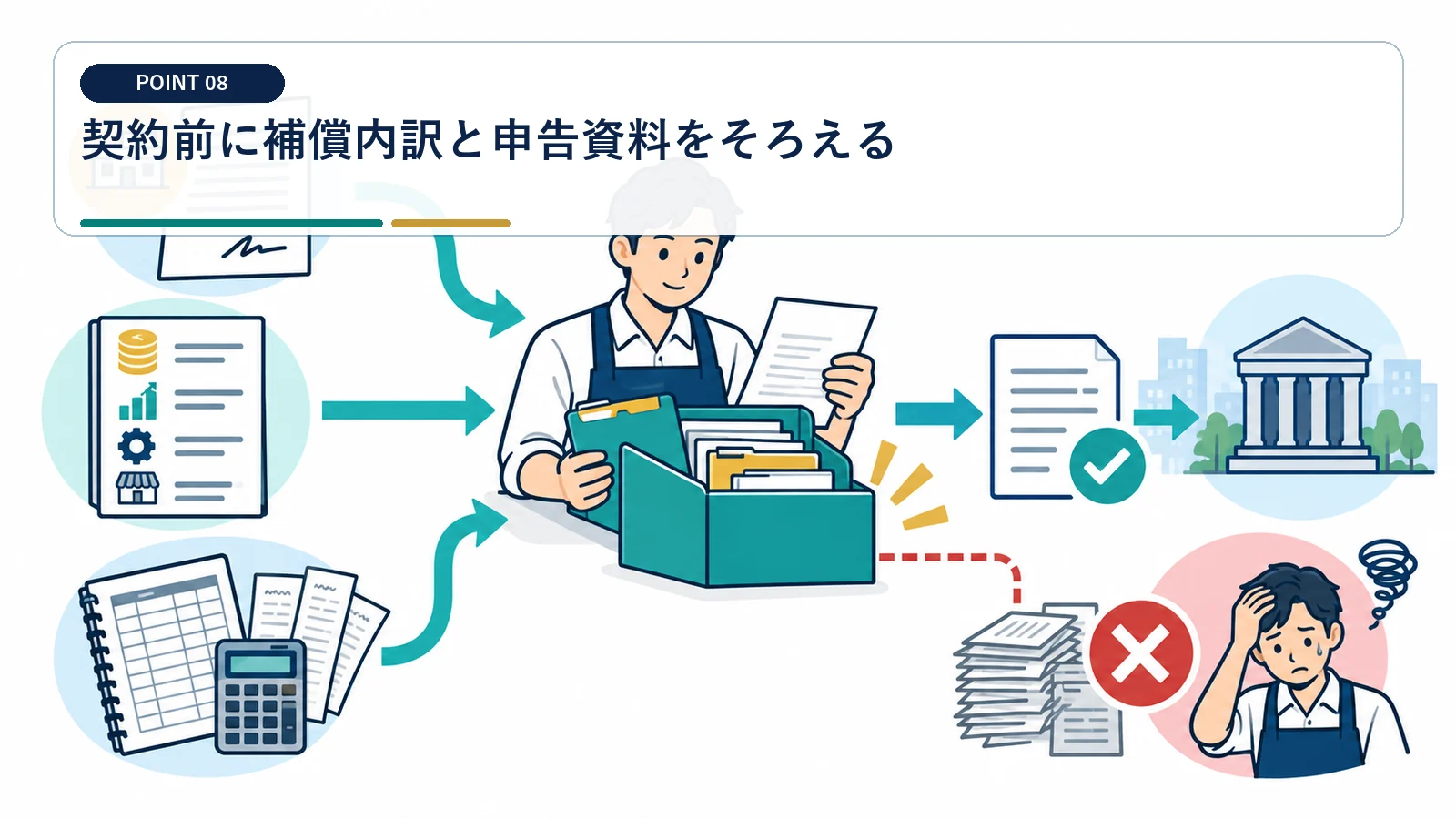 契約前に補償内訳と申告資料をそろえる