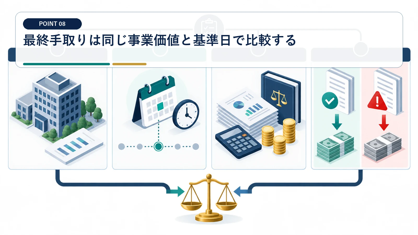 最終手取りは同じ事業価値と基準日で比較する