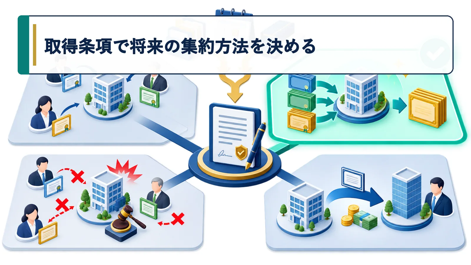 取得条項で将来の集約方法を決める