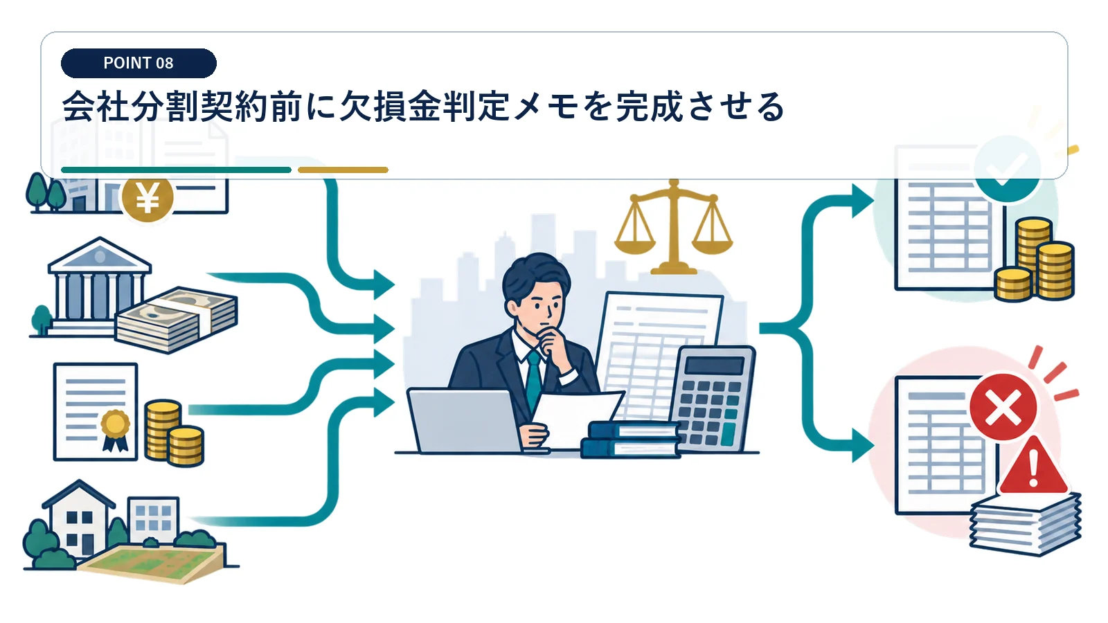 会社分割契約前に欠損金判定メモを完成させる