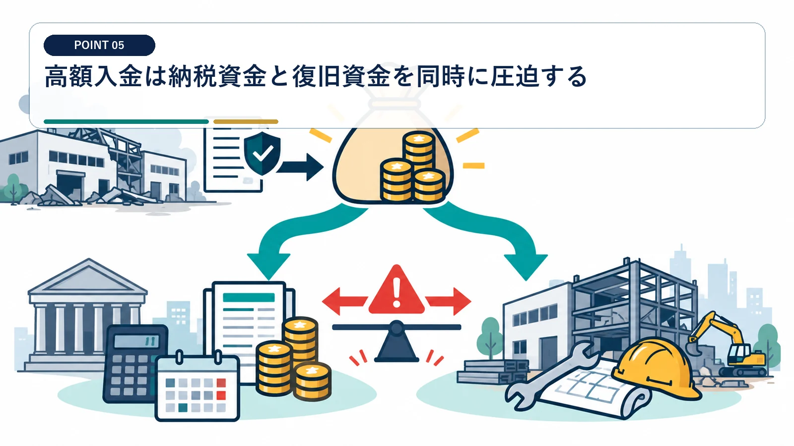 高額入金は納税資金と復旧資金を同時に圧迫する