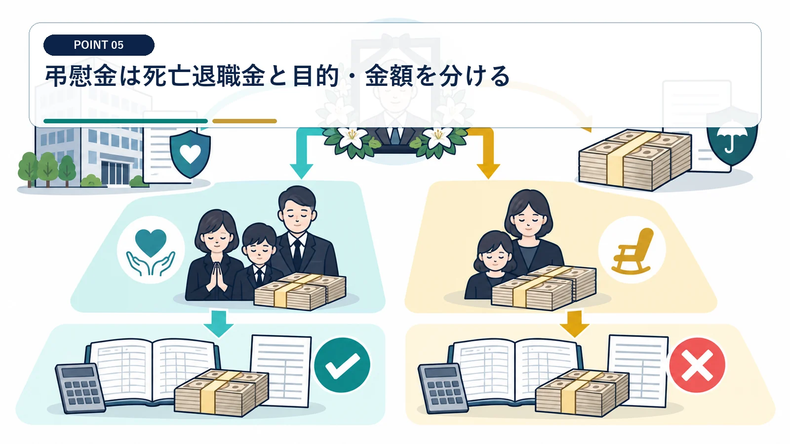 弔慰金は死亡退職金と目的・金額を分ける