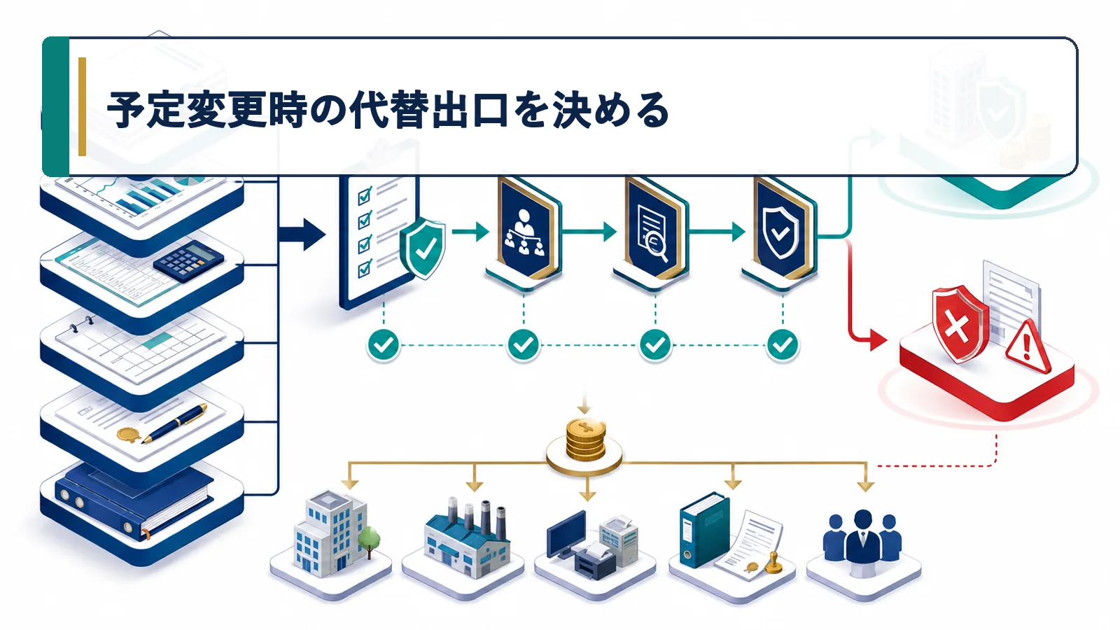 予定変更時の代替出口を決める