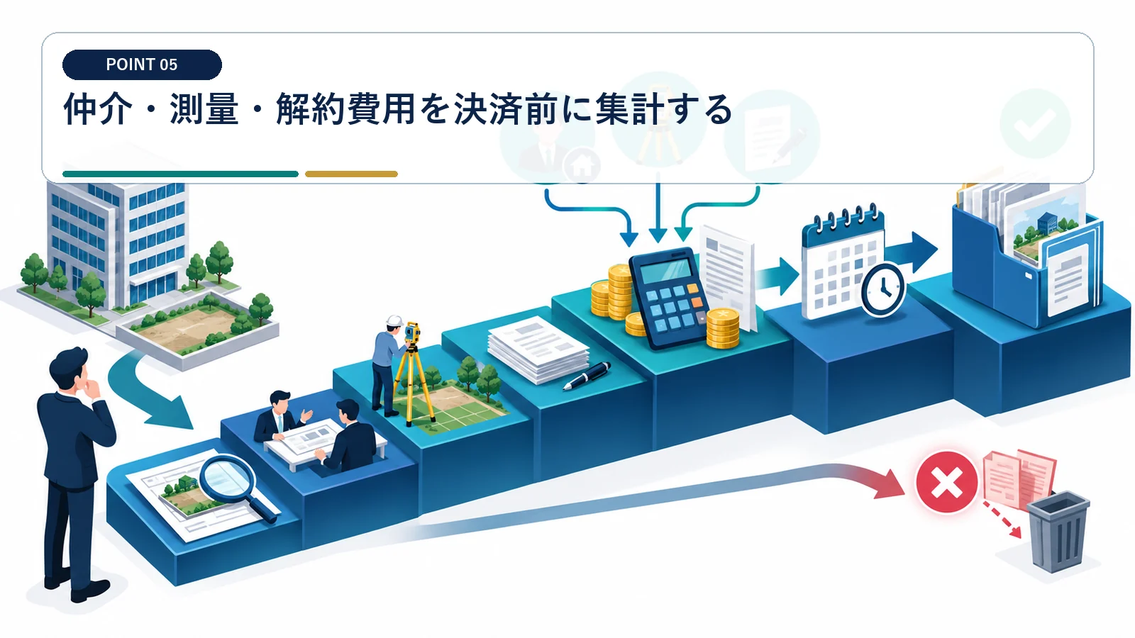 仲介・測量・解約費用を決済前に集計する