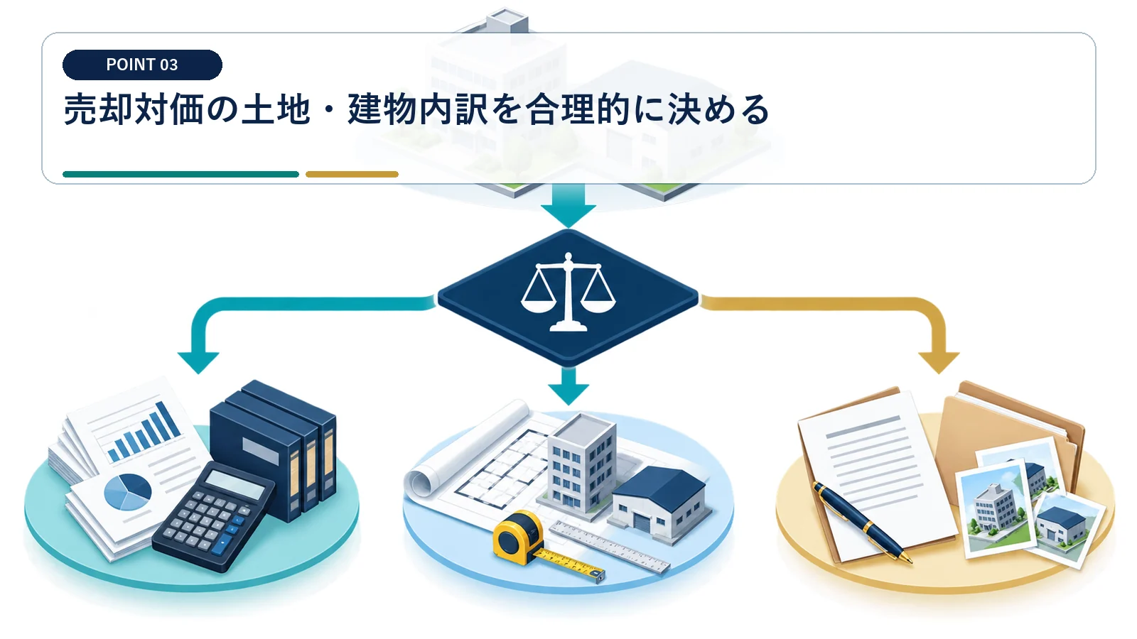 売却対価の土地・建物内訳を合理的に決める