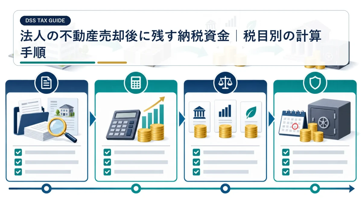 法人の不動産売却後に残す納税資金｜税目別の計算手順