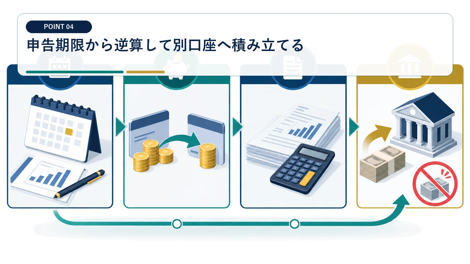 申告期限から逆算して別口座へ積み立てる