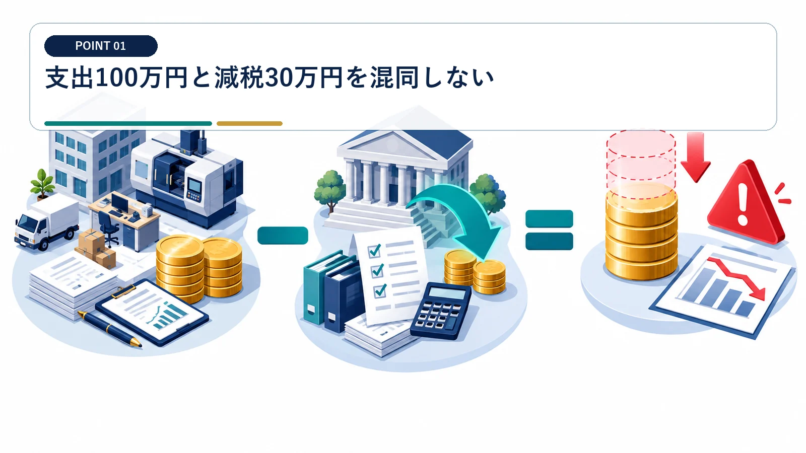 支出100万円と減税30万円を混同しない