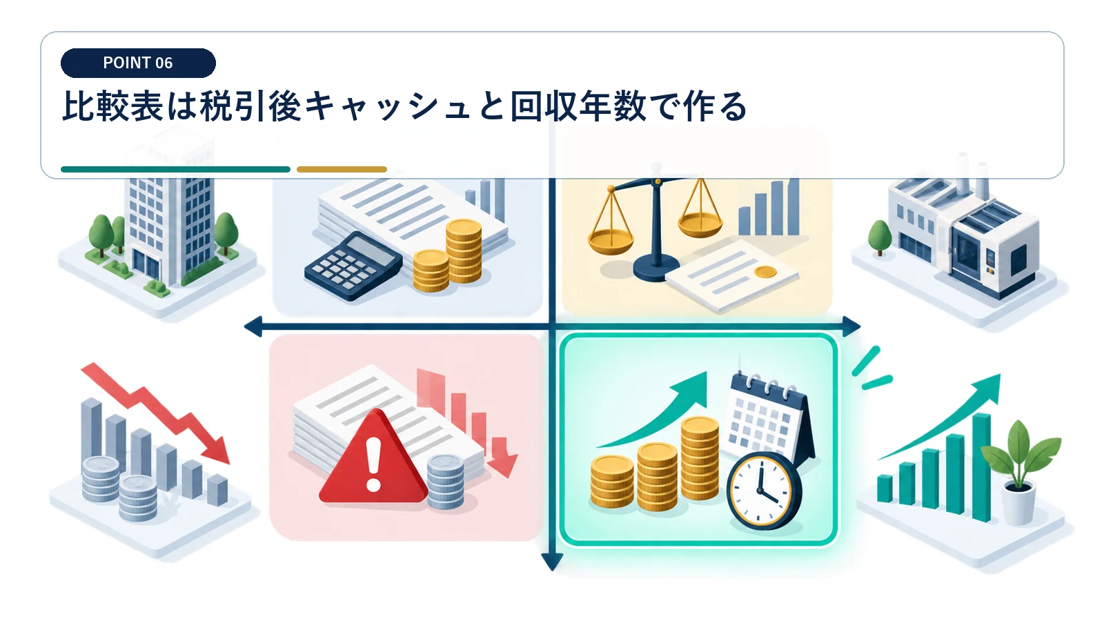 比較表は税引後キャッシュと回収年数で作る