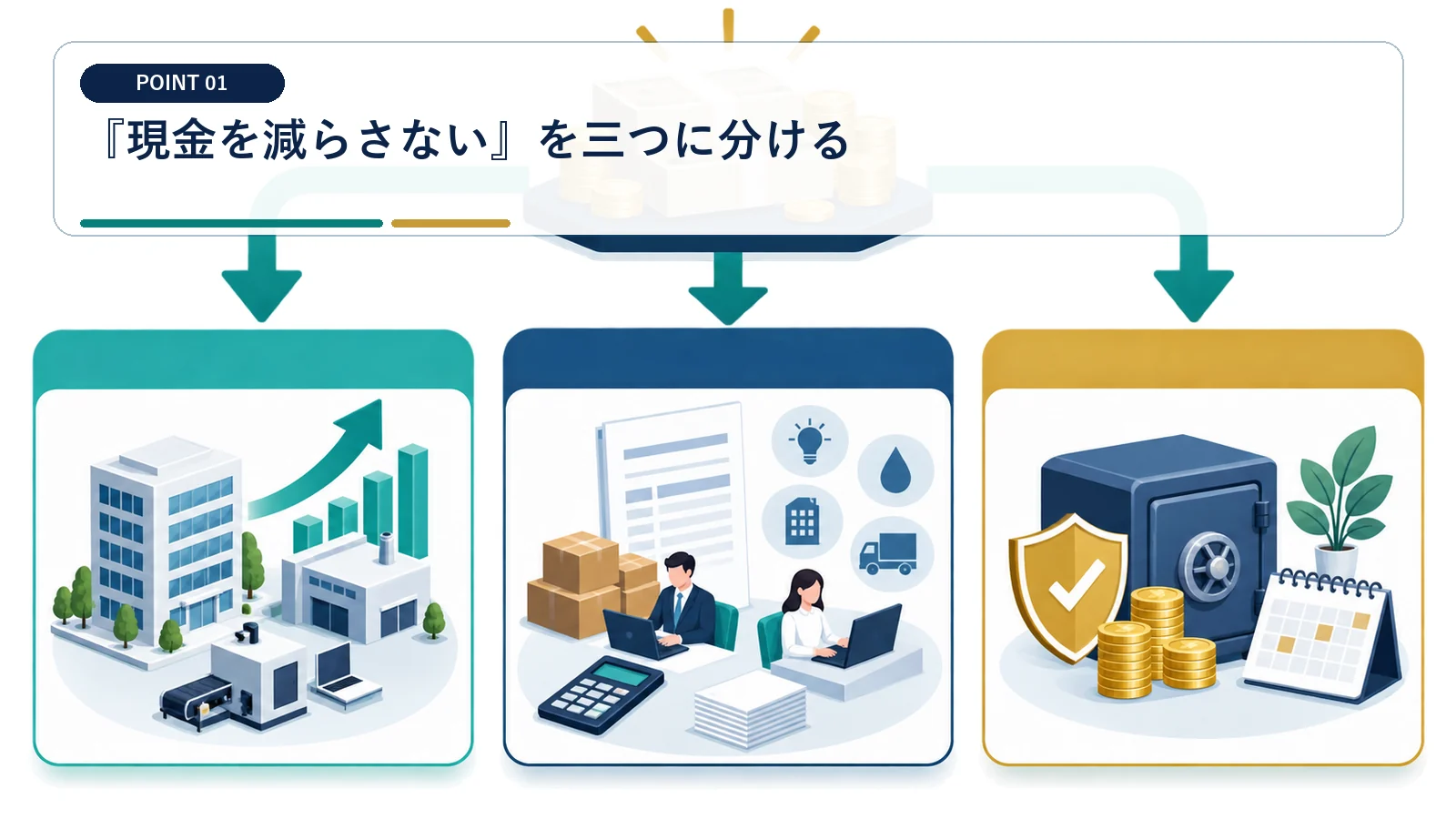 『現金を減らさない』を三つに分ける