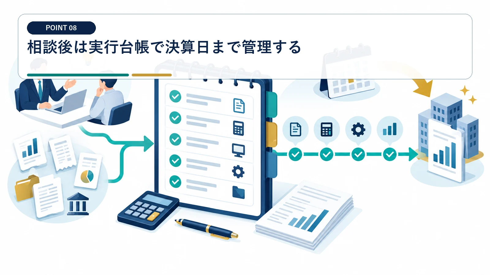 相談後は実行台帳で決算日まで管理する