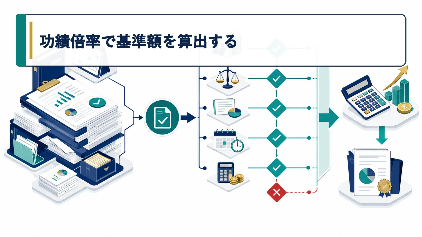 功績倍率で基準額を算出する