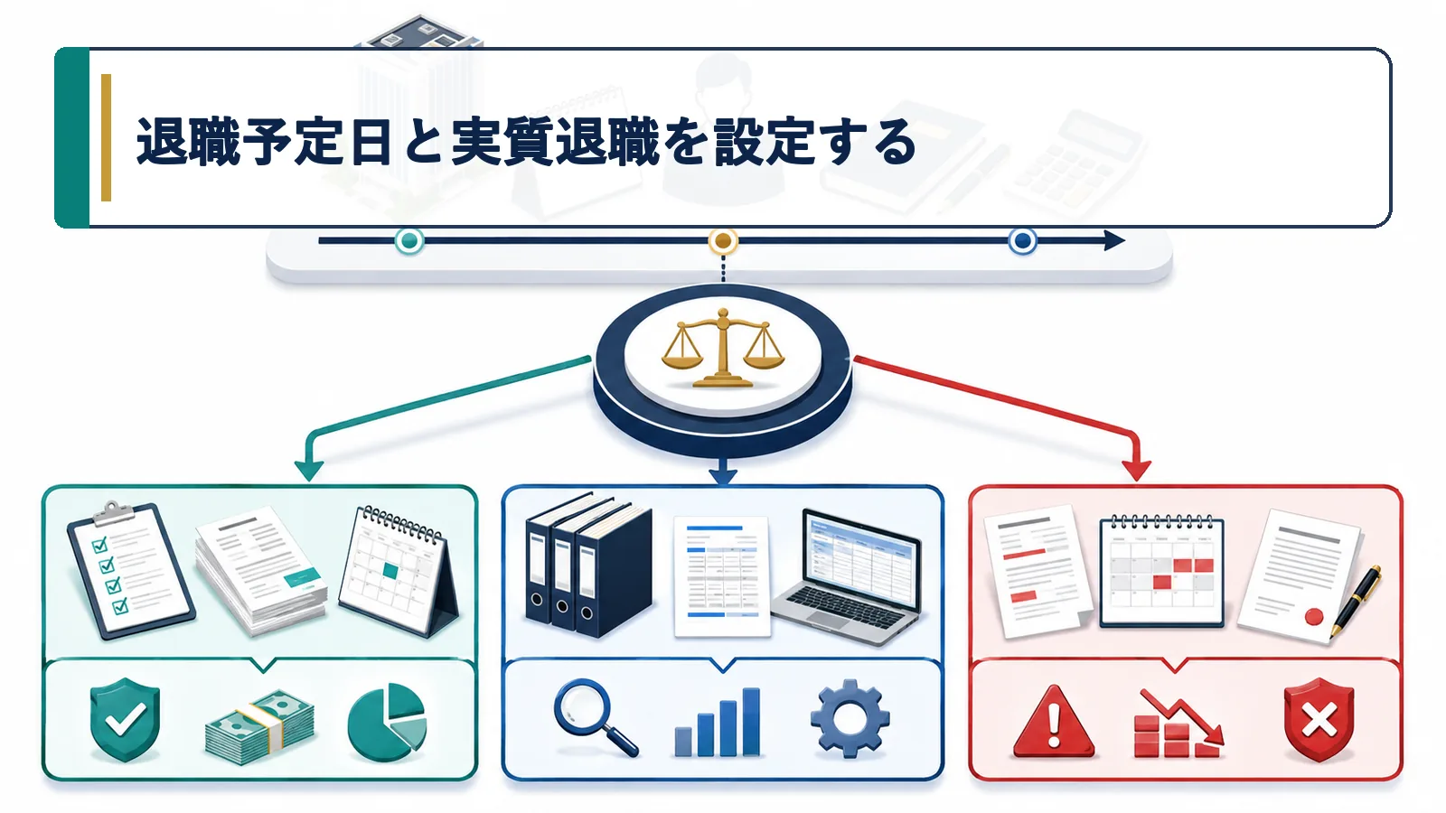 退職予定日と実質退職を設定する