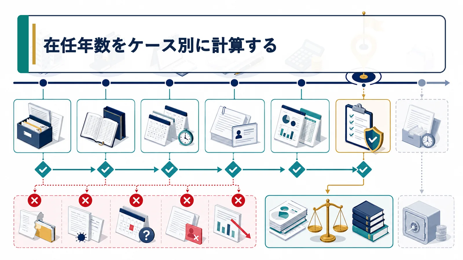 在任年数をケース別に計算する