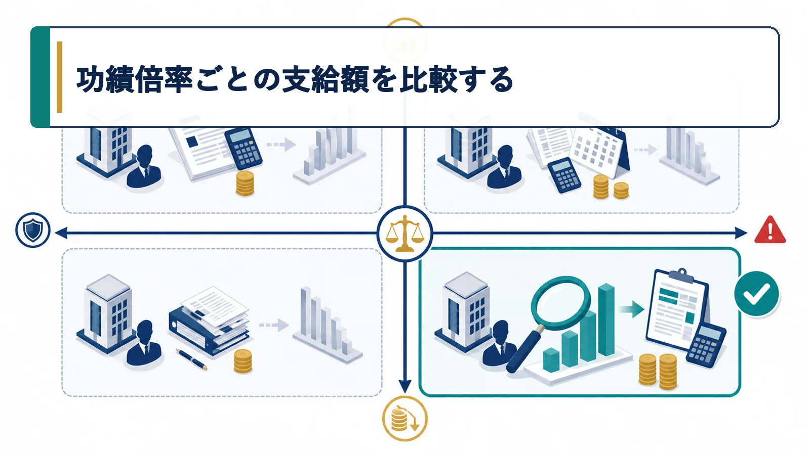 功績倍率ごとの支給額を比較する