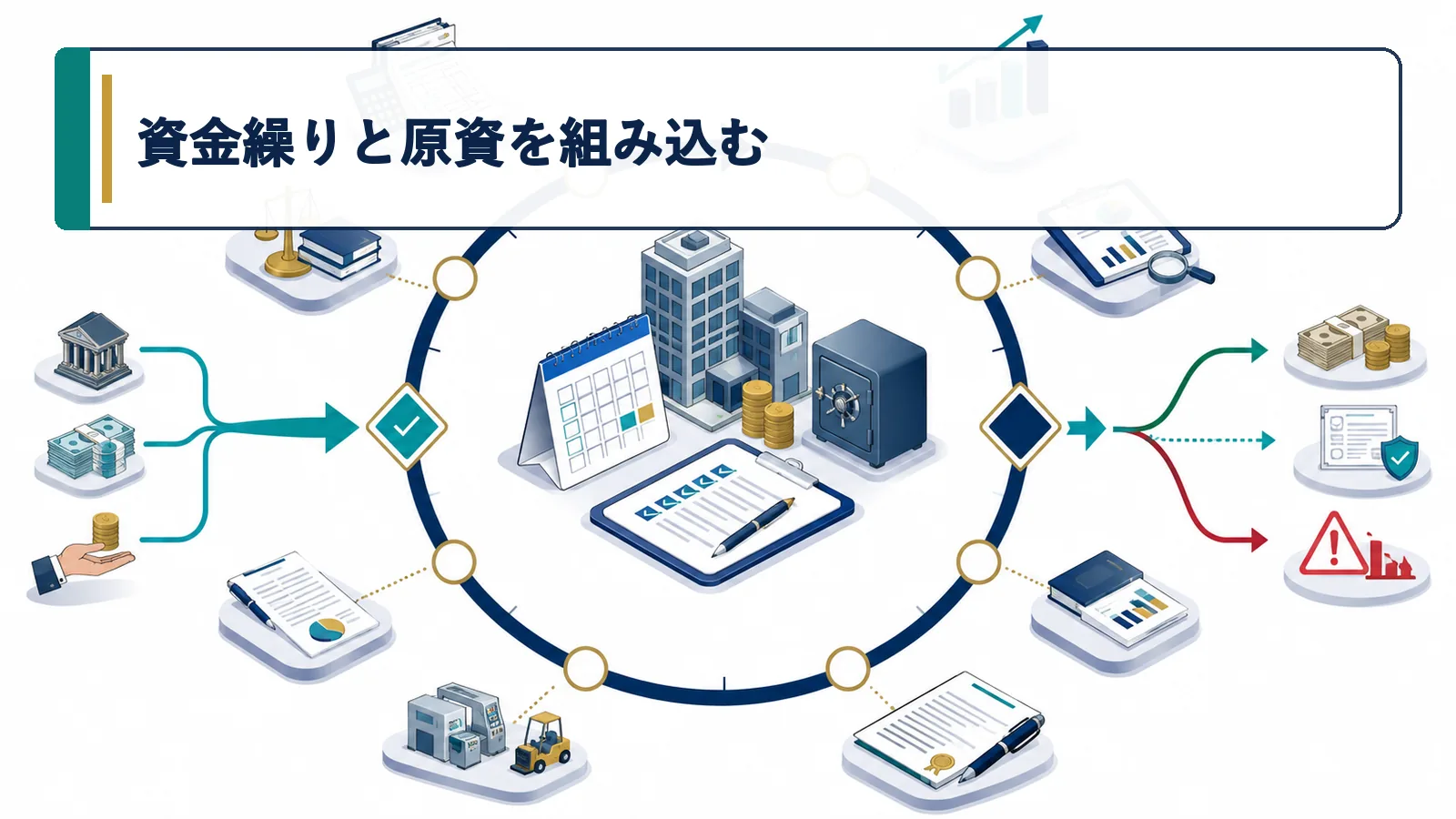 資金繰りと原資を組み込む