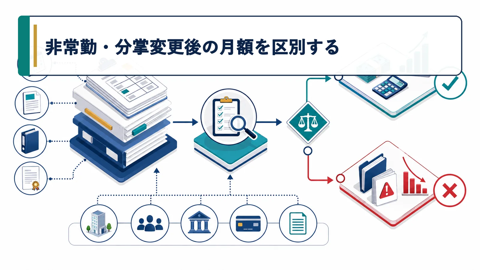 非常勤・分掌変更後の月額を区別する