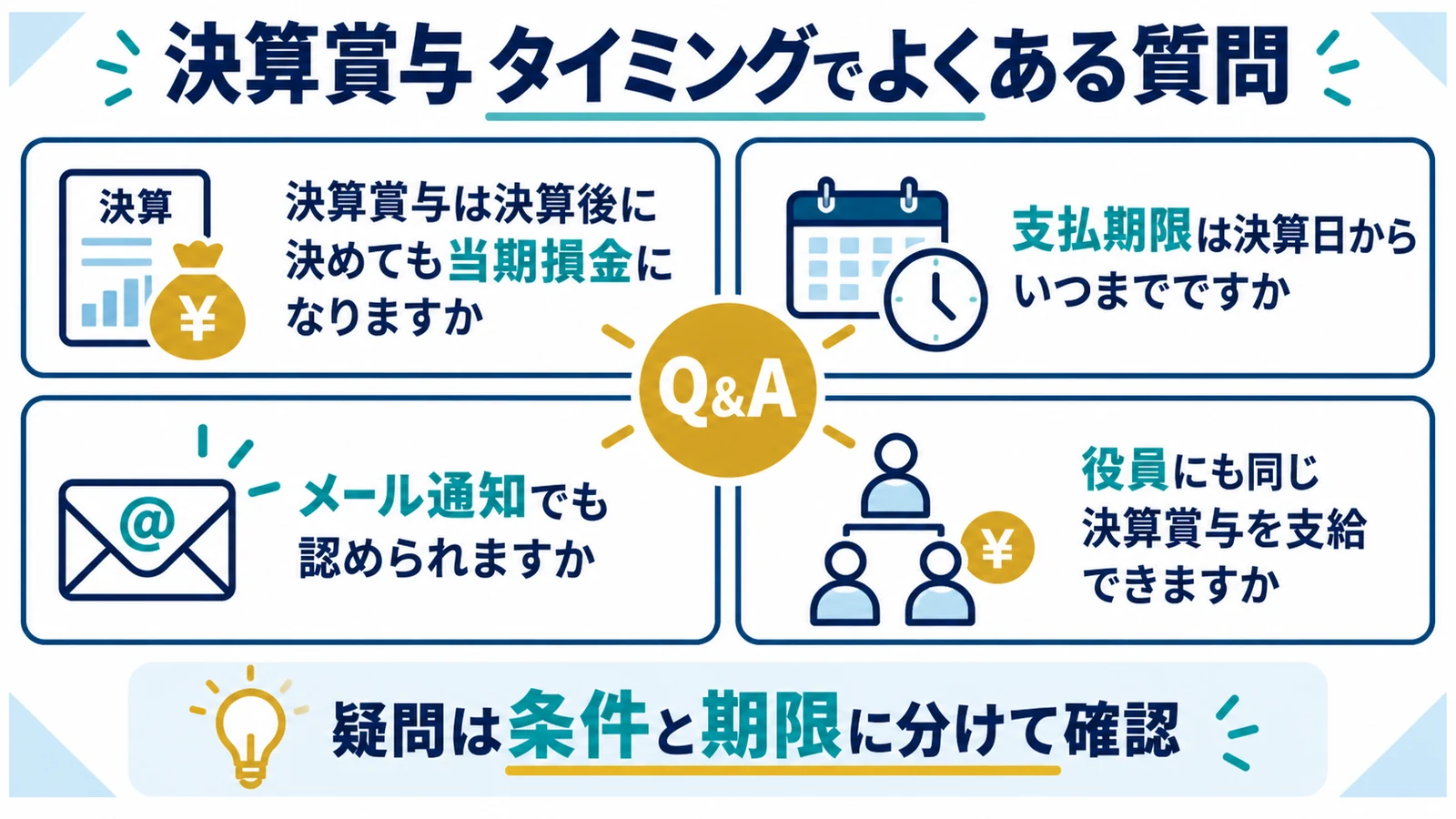 決算賞与 タイミングでよくある質問