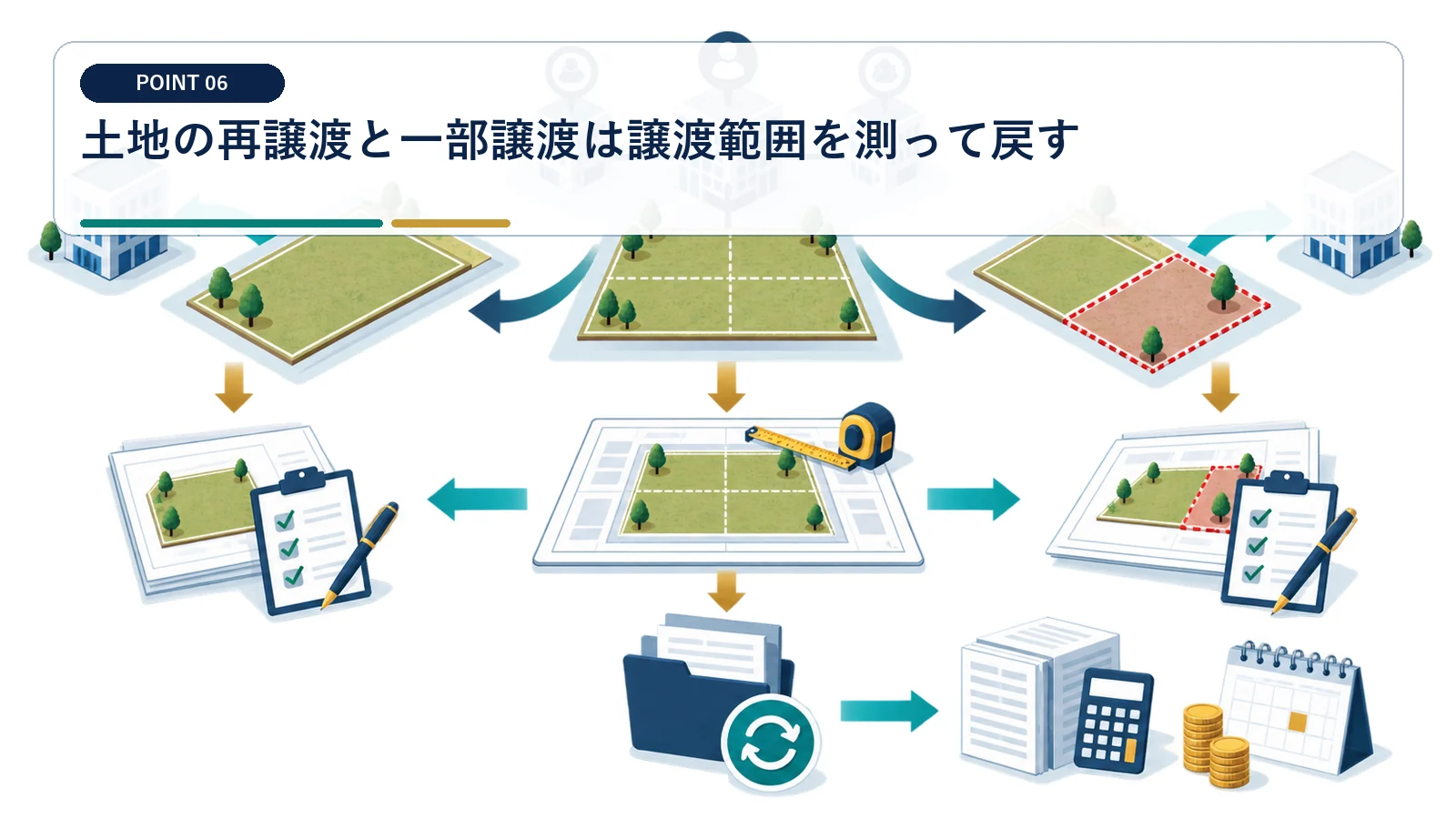 土地の再譲渡と一部譲渡は譲渡範囲を測って戻す