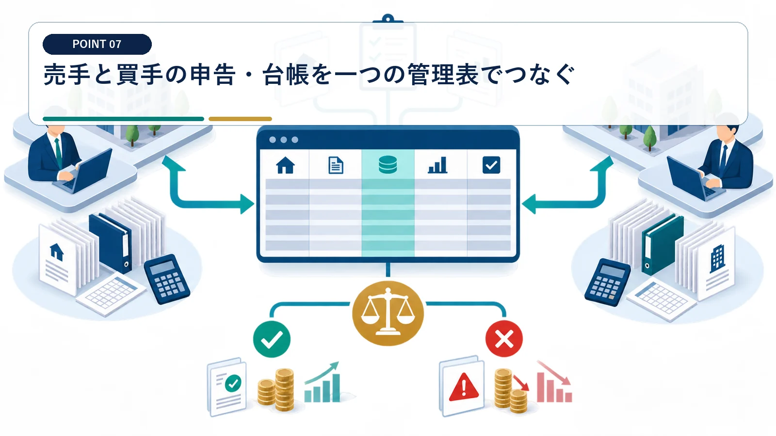 売手と買手の申告・台帳を一つの管理表でつなぐ