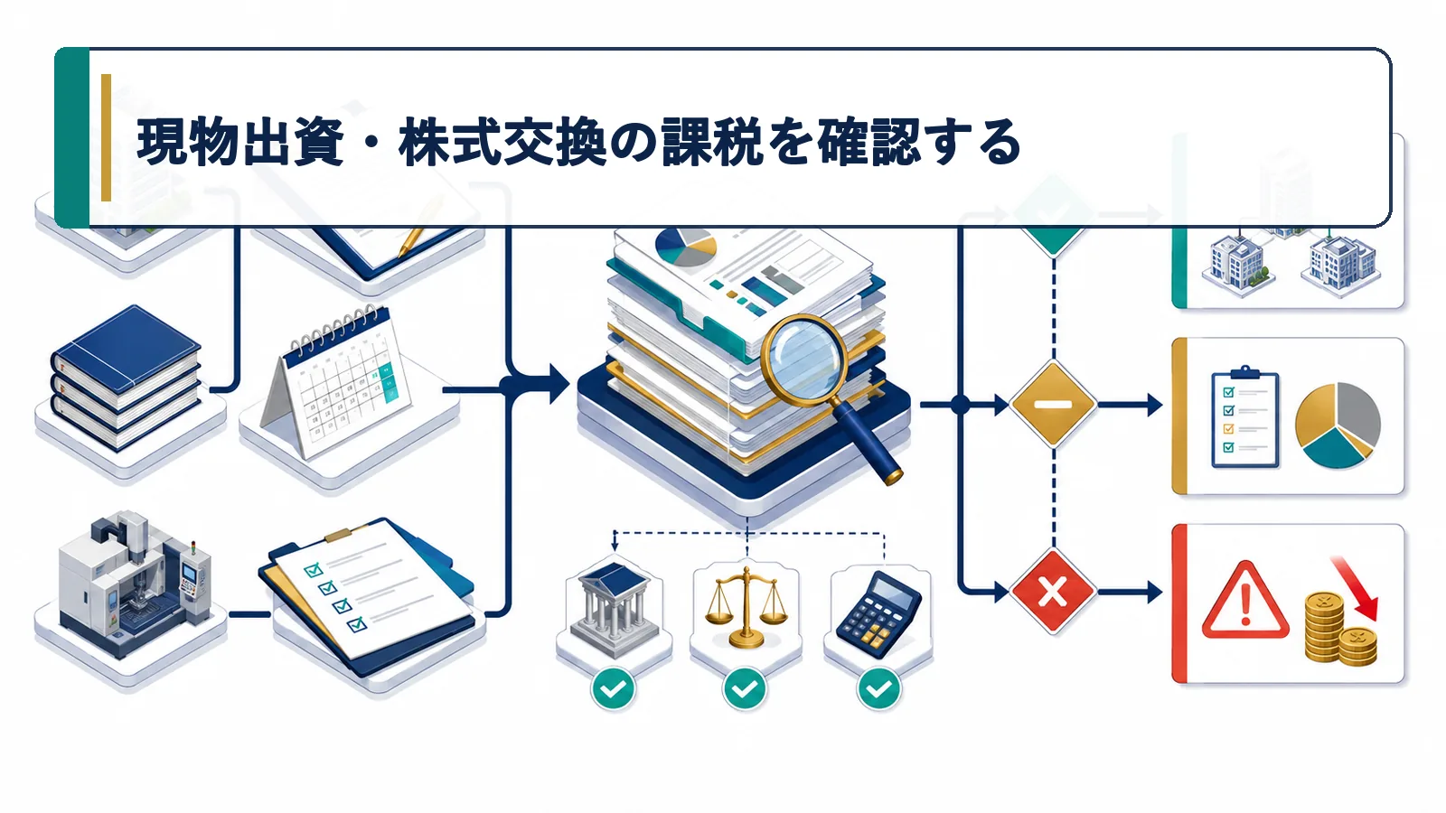 現物出資・株式交換の課税を確認する