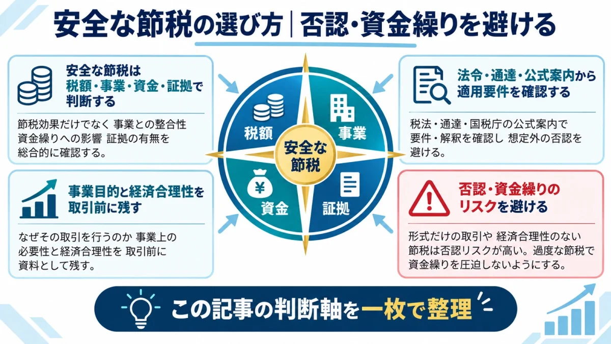 安全な節税の選び方｜否認・資金繰りを避ける