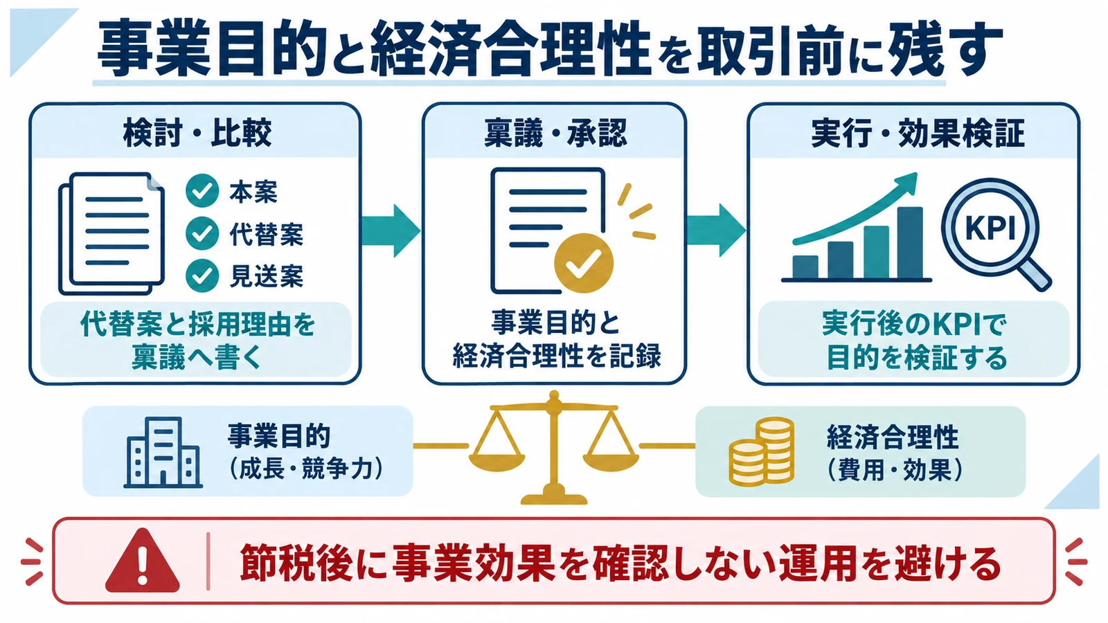 事業目的と経済合理性を取引前に残す