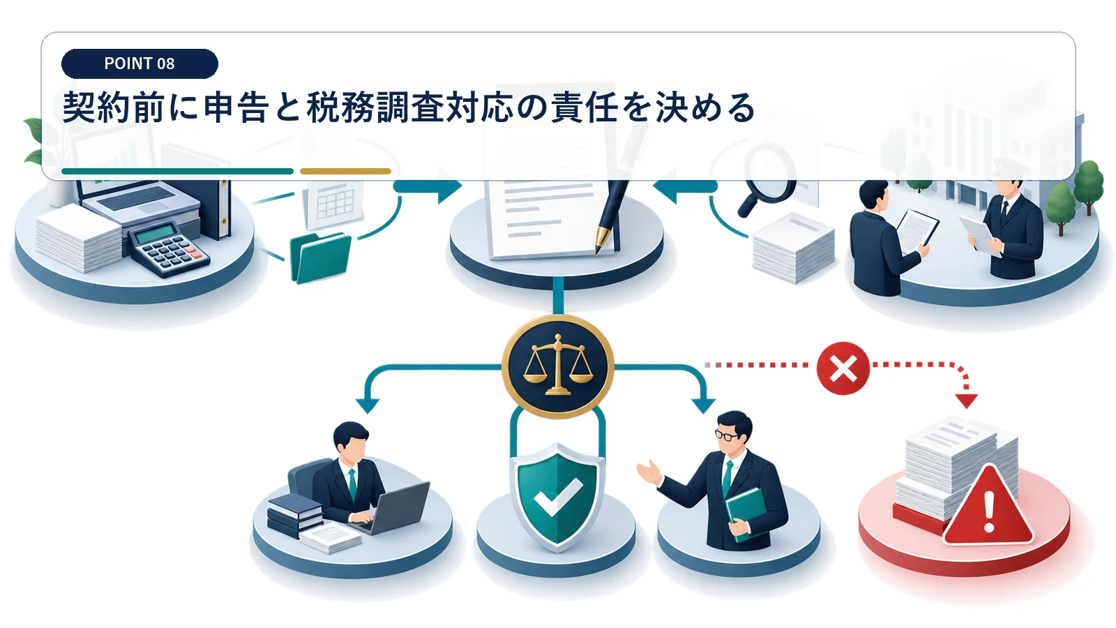 契約前に申告と税務調査対応の責任を決める