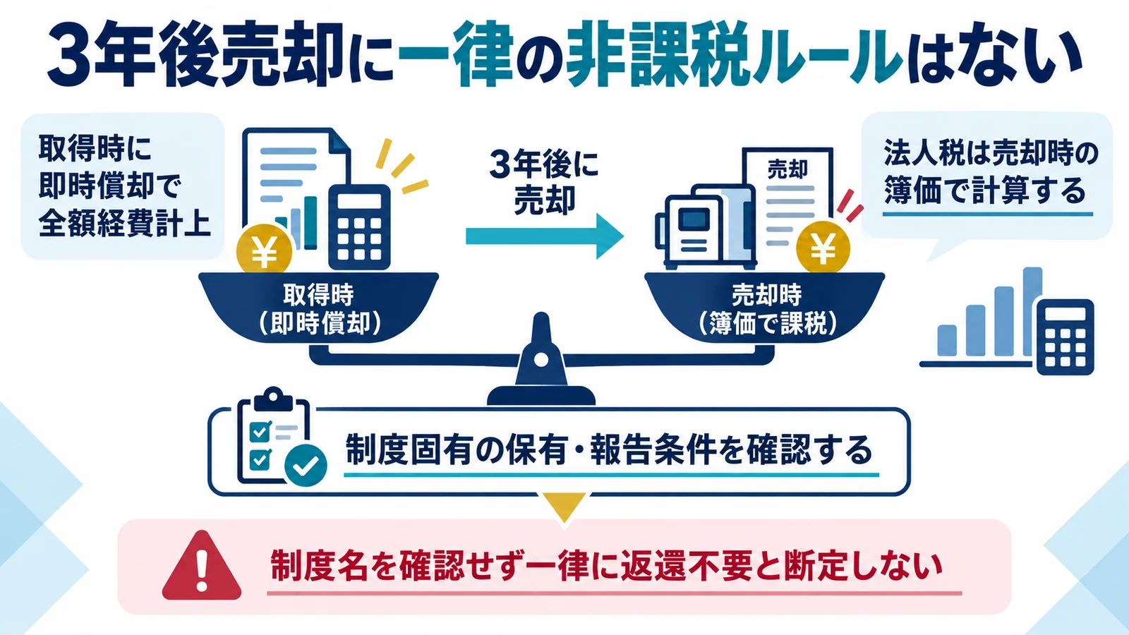 3年後売却に一律の非課税ルールはない