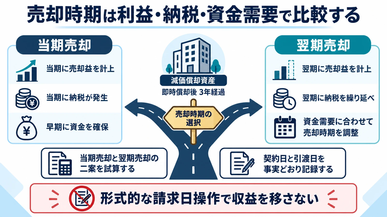 売却時期は利益・納税・資金需要で比較する