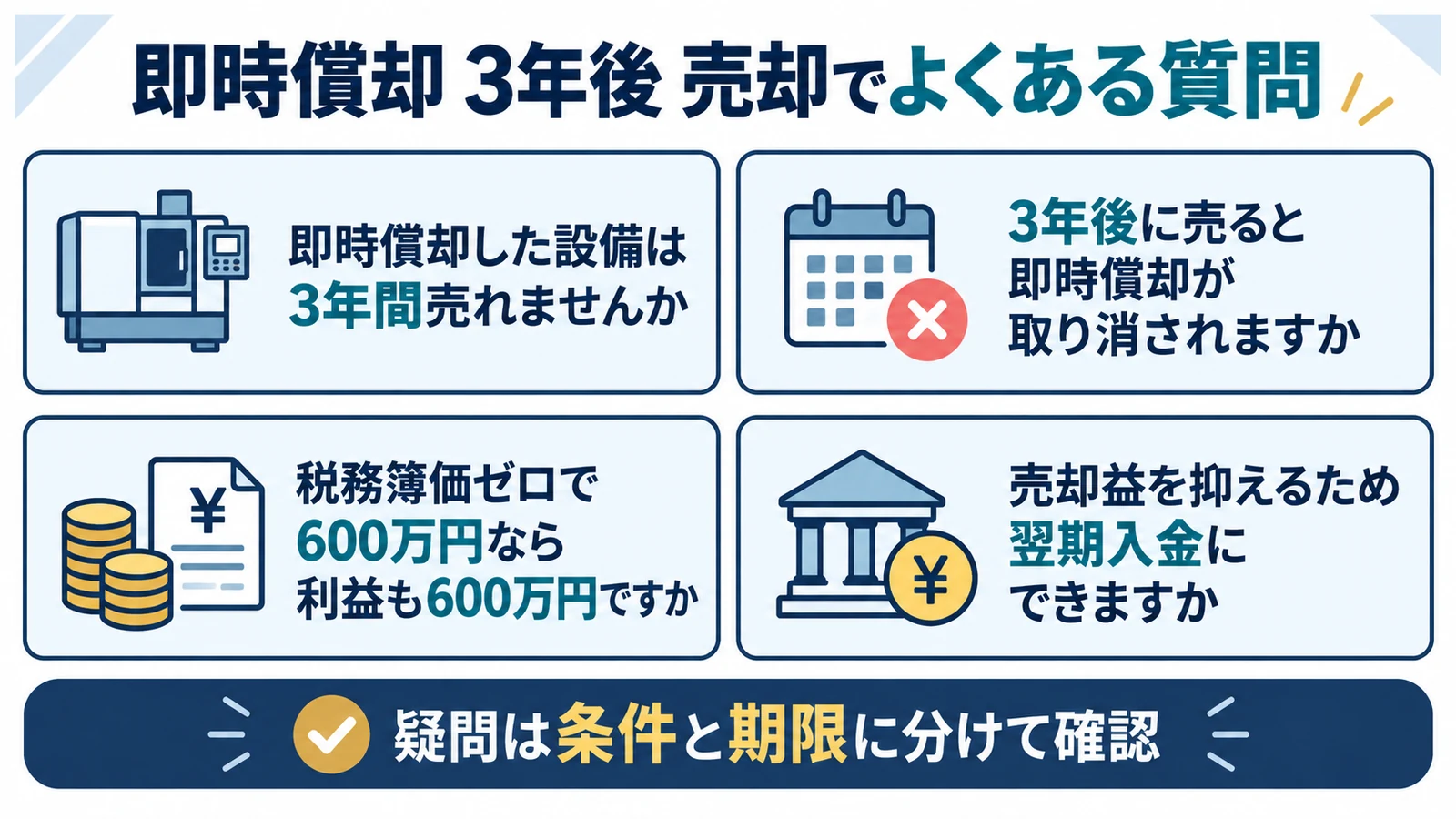 即時償却 3年後 売却でよくある質問
