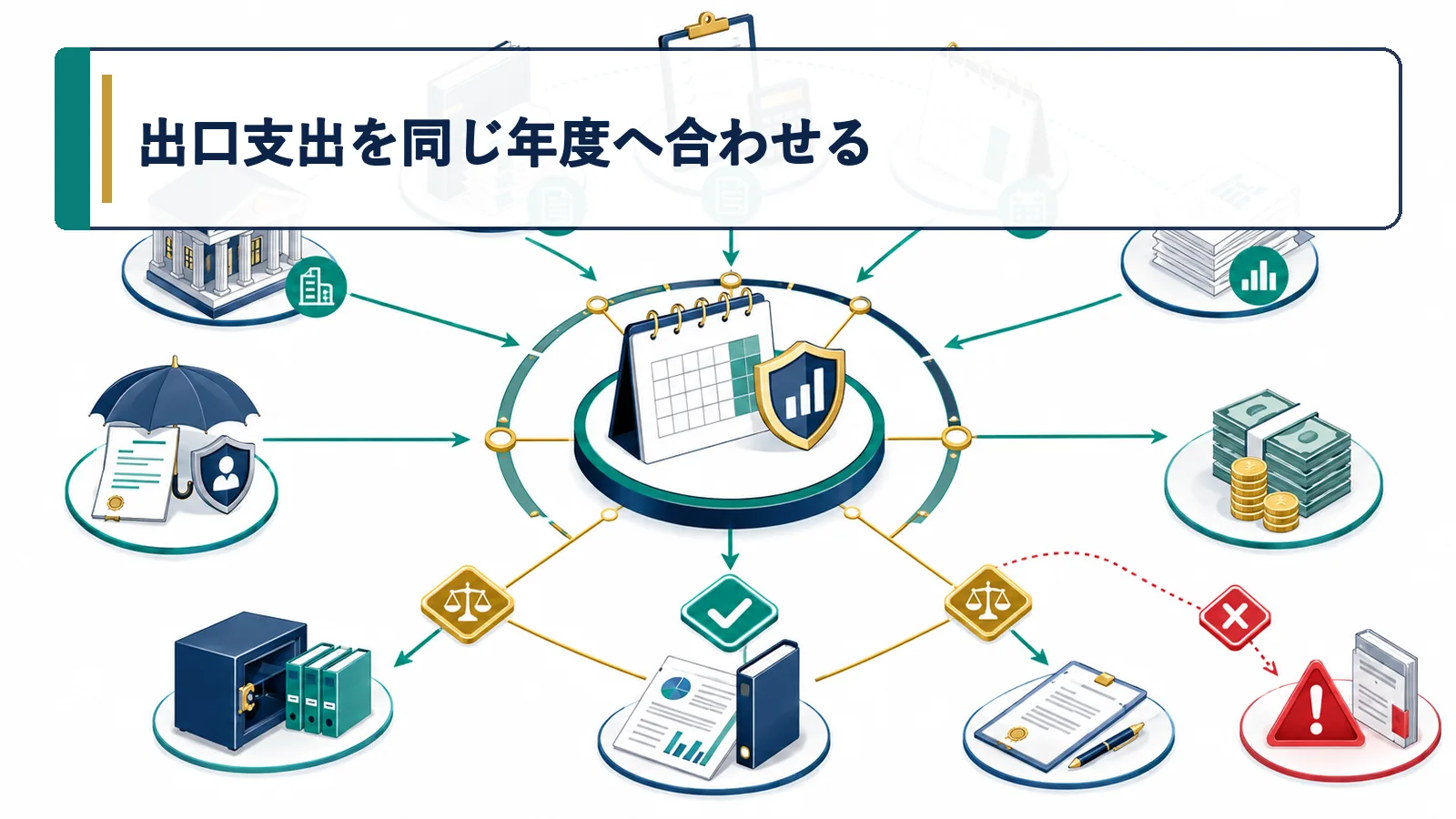 出口支出を同じ年度へ合わせる