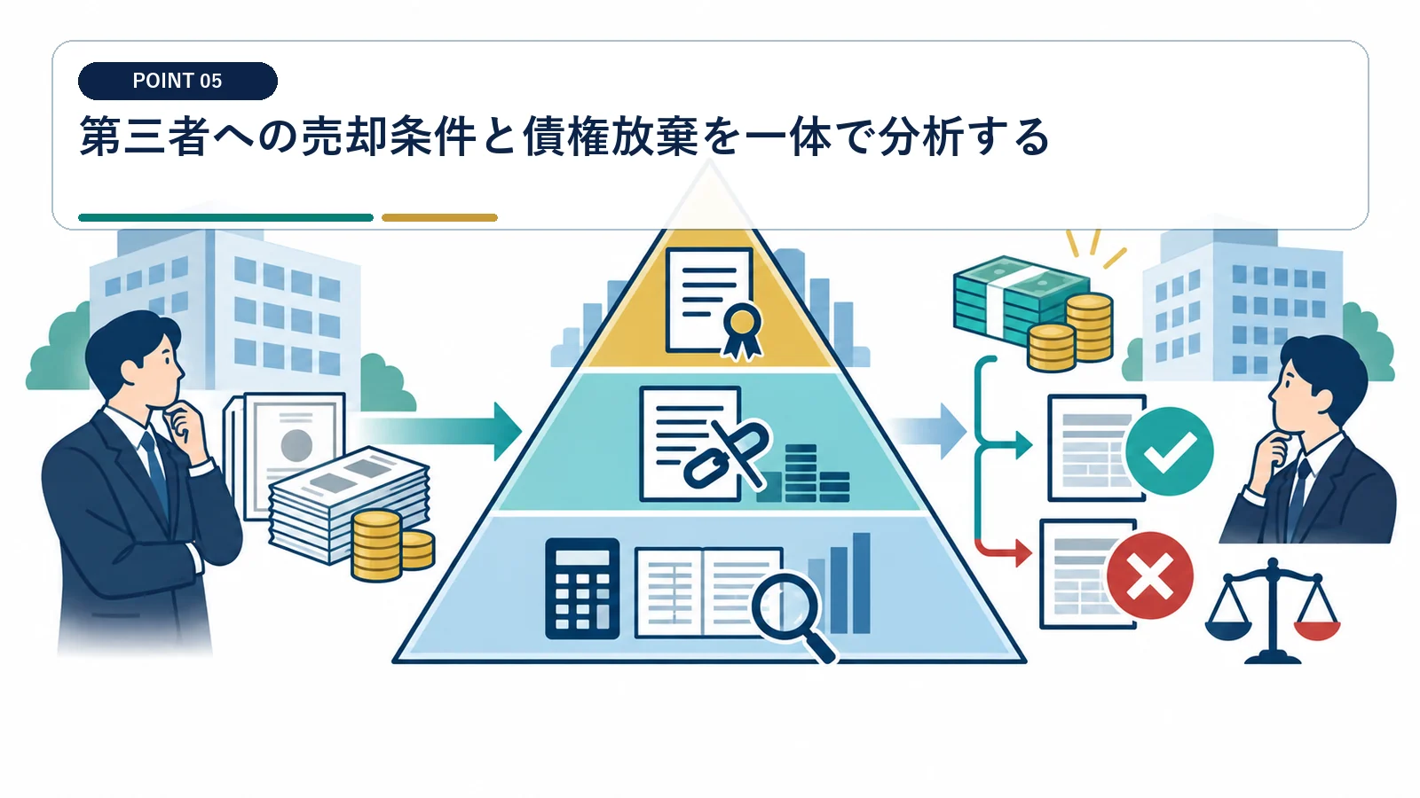 第三者への売却条件と債権放棄を一体で分析する