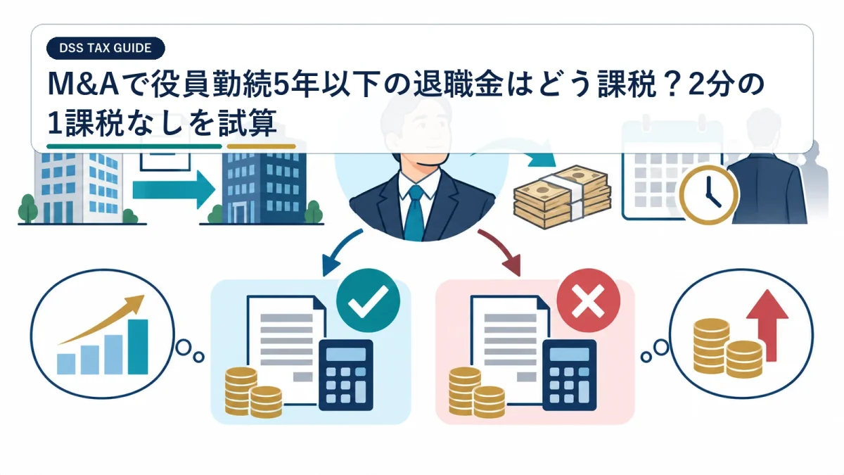 M&Aで役員勤続5年以下の退職金はどう課税？2分の1課税なしを試算