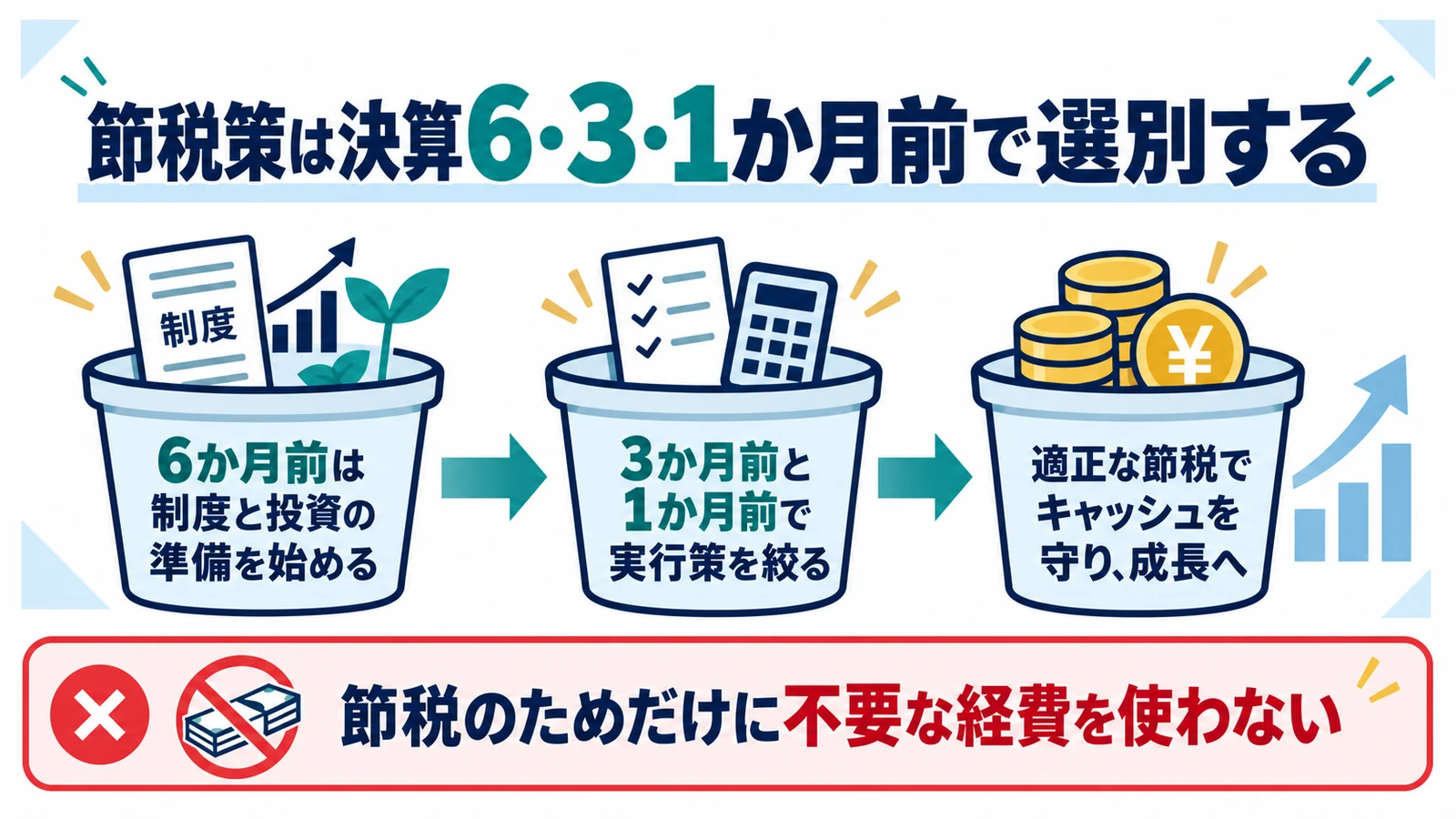 節税策は決算6・3・1か月前で選別する