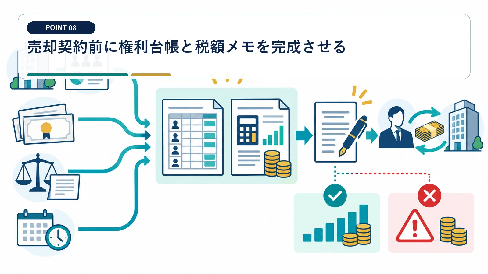 売却契約前に権利台帳と税額メモを完成させる