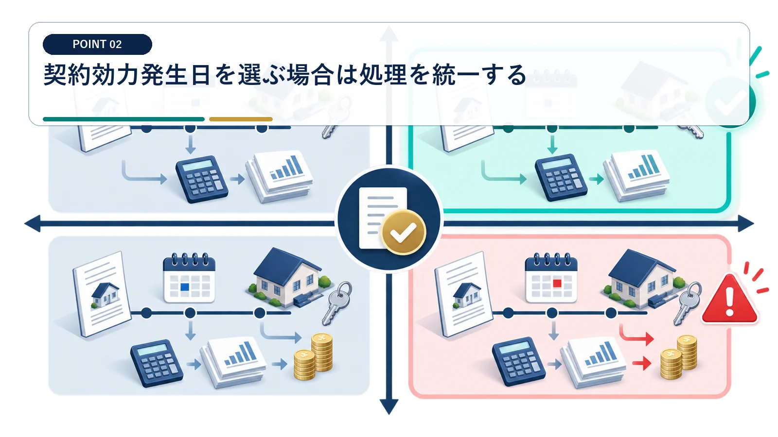 契約効力発生日を選ぶ場合は処理を統一する