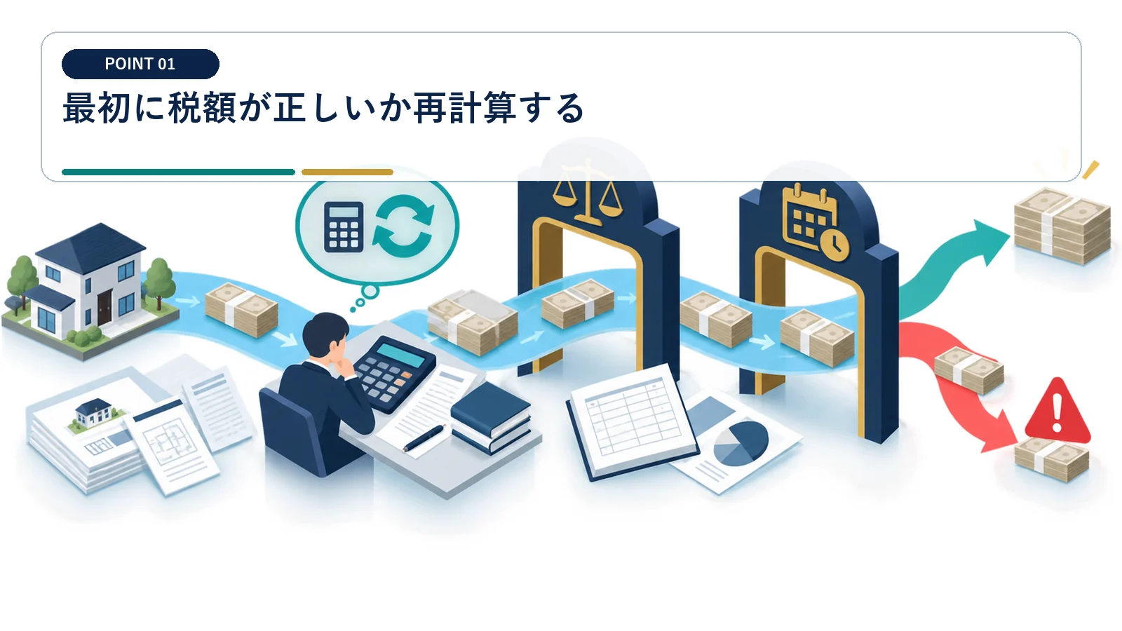 最初に税額が正しいか再計算する