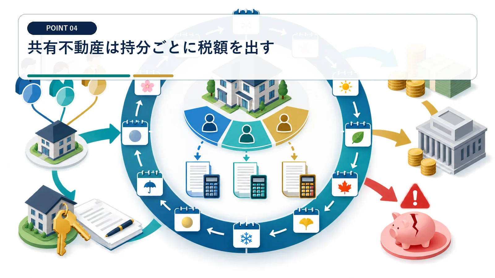 共有不動産は持分ごとに税額を出す