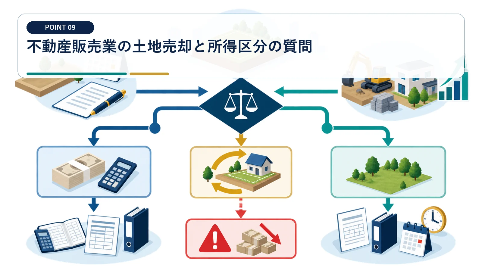 不動産販売業の土地売却と所得区分の質問
