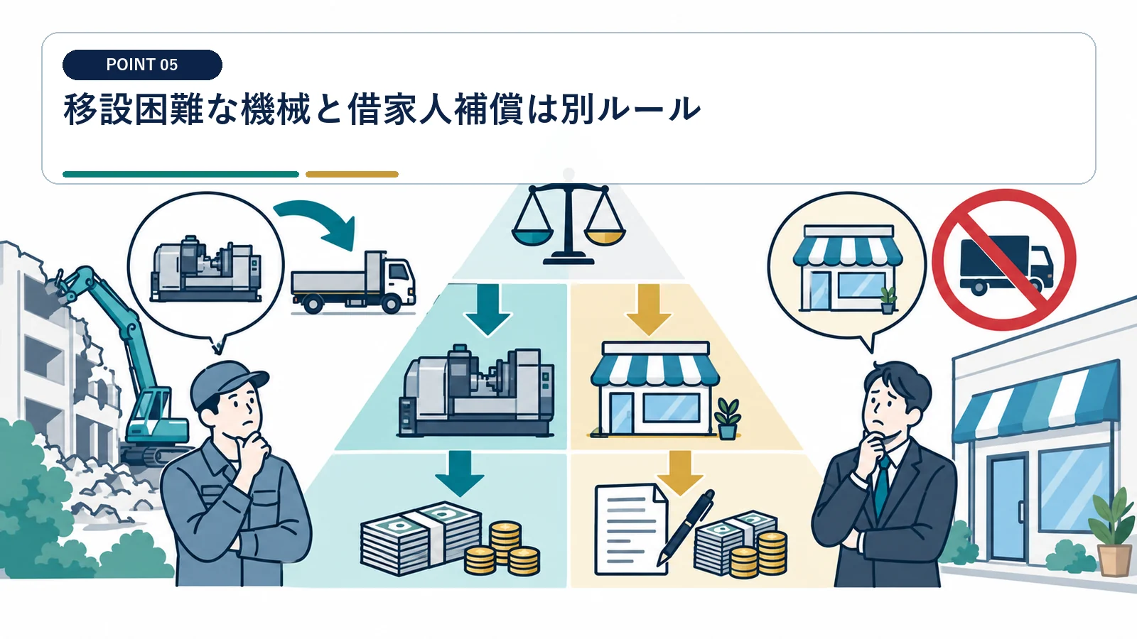 移設困難な機械と借家人補償は別ルール