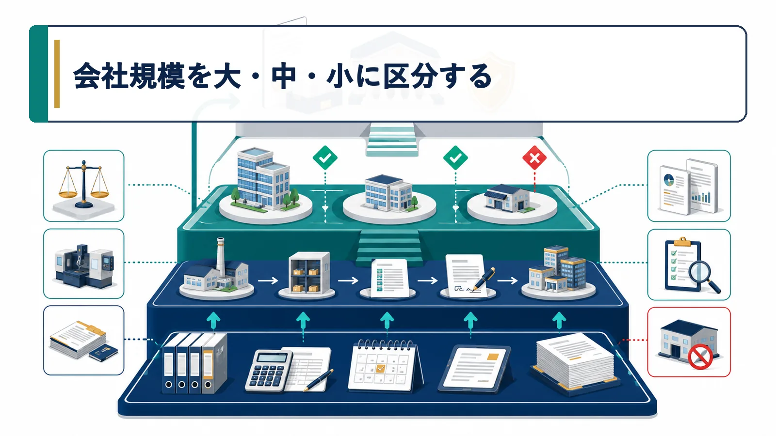 会社規模を大・中・小に区分する