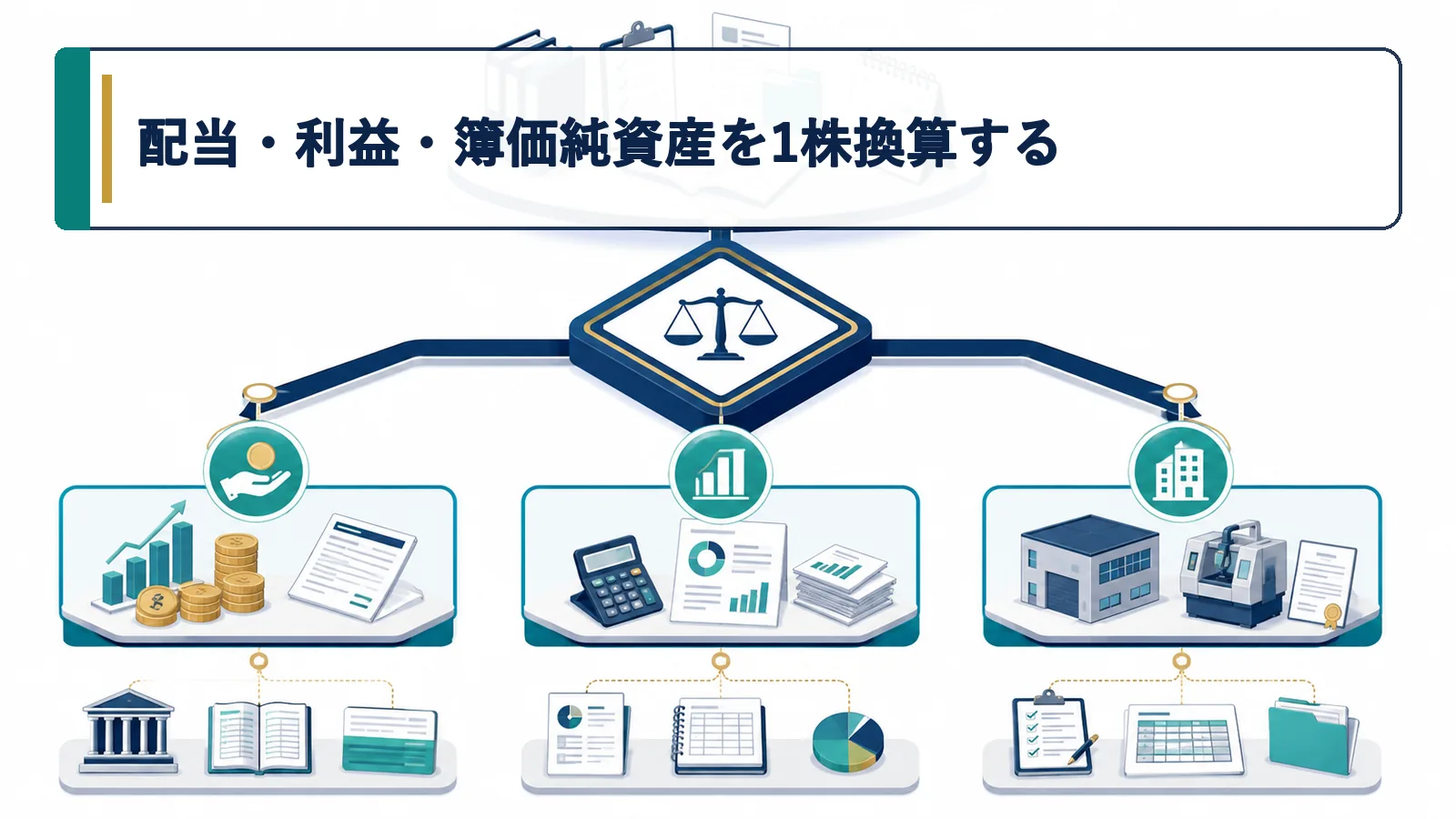 配当・利益・簿価純資産を1株換算する