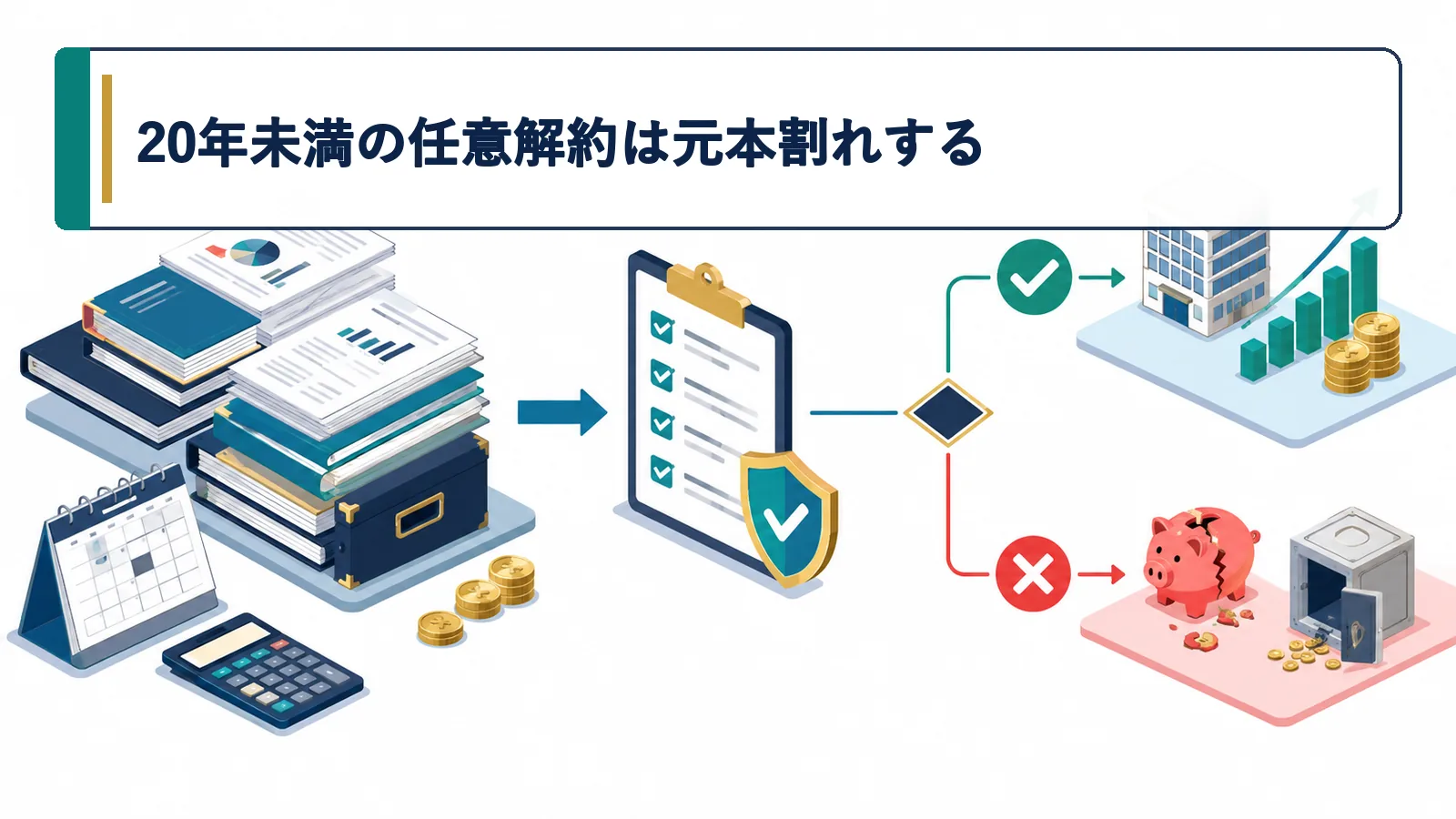 20年未満の任意解約は元本割れする
