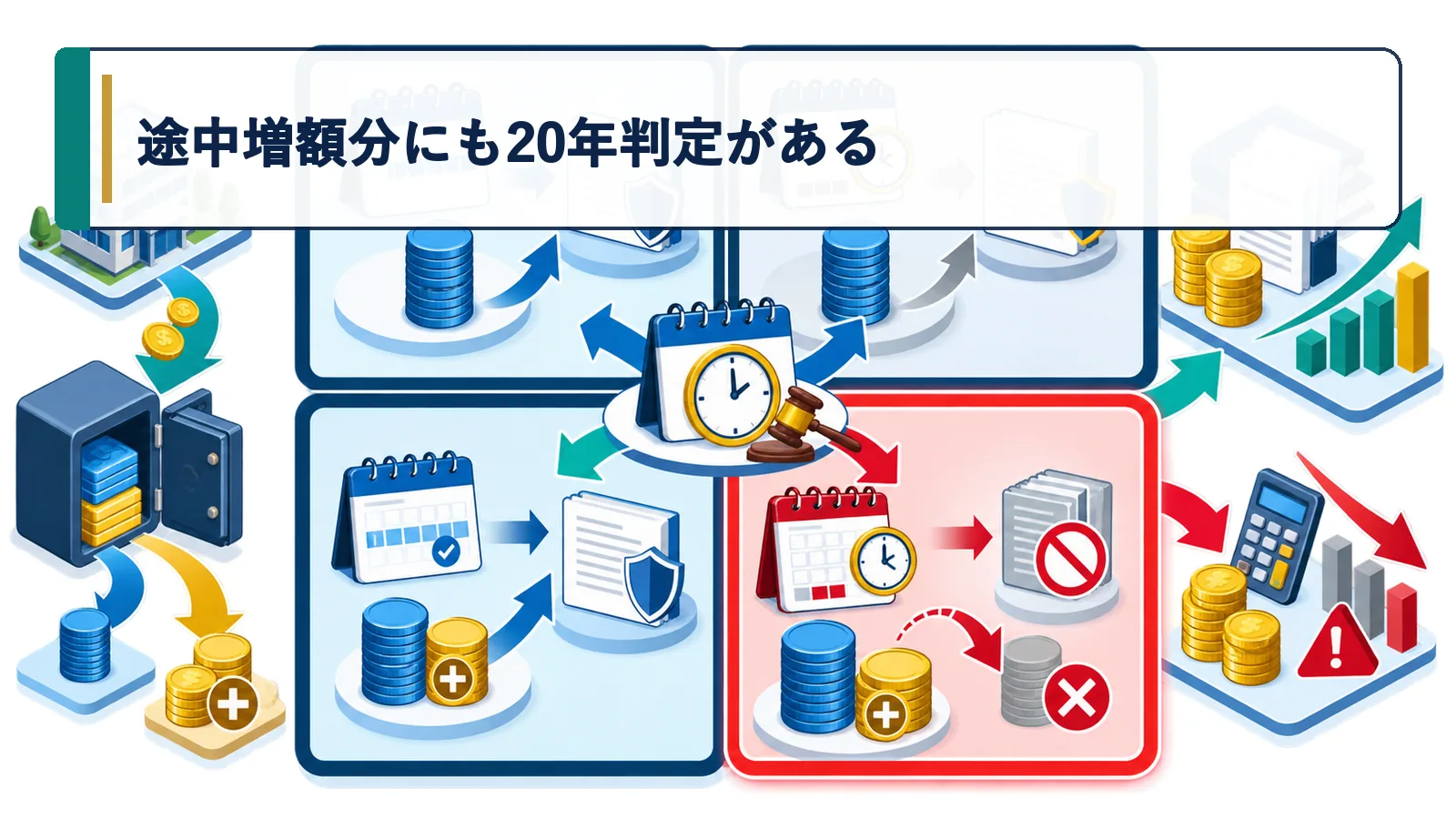 途中増額分にも20年判定がある