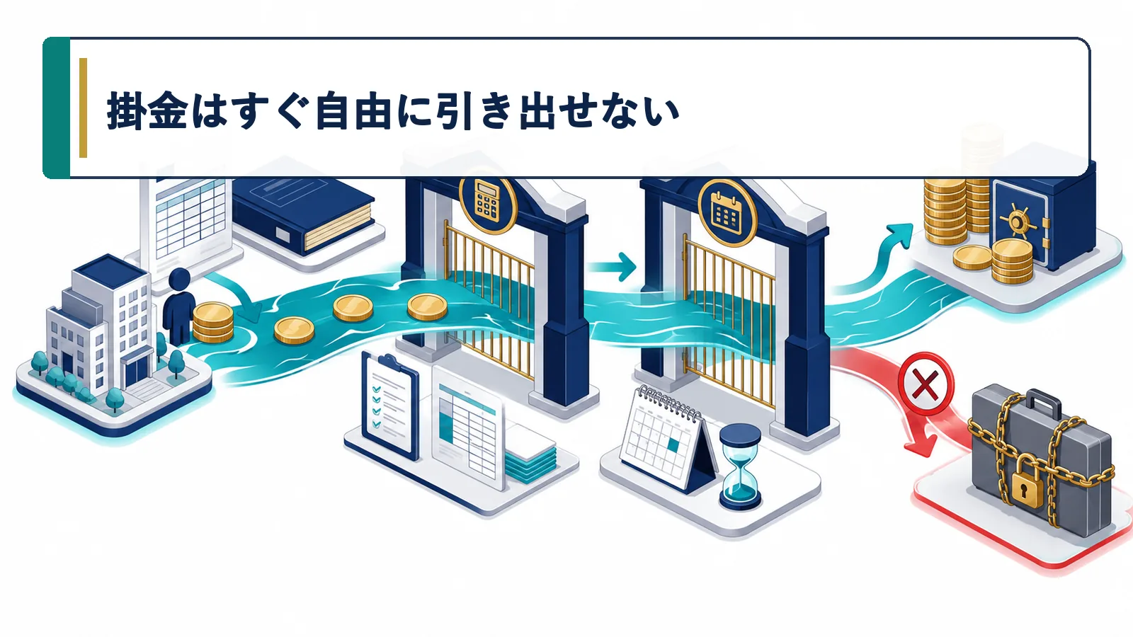 掛金はすぐ自由に引き出せない