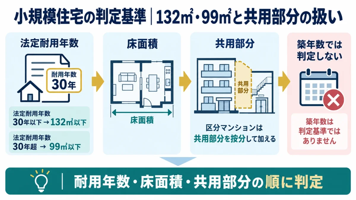 小規模住宅の判定基準｜132㎡・99㎡と共用部分の扱い